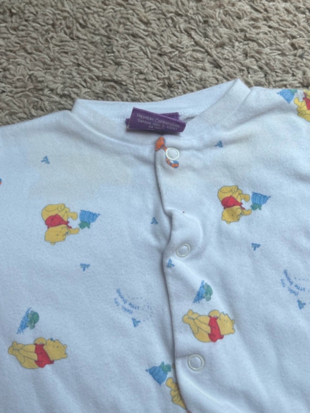 Vintage Style Winnie the Pooh Baby Sleepers - Blue & White Set of 3 - Picture 6 of 6
